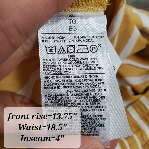 Old Navy Women’s Yellow Striped High Rise Shorts Size XL NWT Pull-On Pockets - Picture 6 of 6